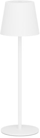 Klighten LED Dimmbare Akku Tischleuchte Weiß, Kabellose Wiederaufladbar Tischlampe Für Innen und Aussen mit USB-C, Warme Lichtfarbe 3000K, Aluminium, IP54 Wasserdichte