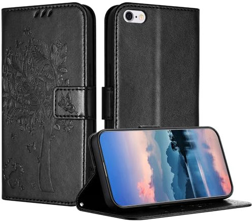 JayModCase Coque pour iPhone 6S / iPhone 6 (5,5 Pouce), Coque Portefeuille Housse Cuir avec Porte Cartes et béquille Fermeture magnétique Étui pour iPhone 6S - Noir