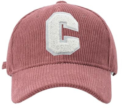 SUIOPPYUW Atmungsaktive modische Cord Baseballkappe für Damen mit verstellbarem Riemen, Damen Buchstabe C Snap Back Mütze, AcrylicFibers