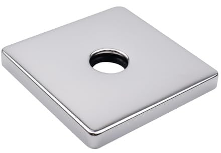 Antrader Quadratische Duschflanschabdeckung, 8,9 cm, großer Duscharmflansch, moderner Duscharm, Flansch, übergroße Ersatzrosette, Abdeckplatte für Duschkopfarme (Chrom)