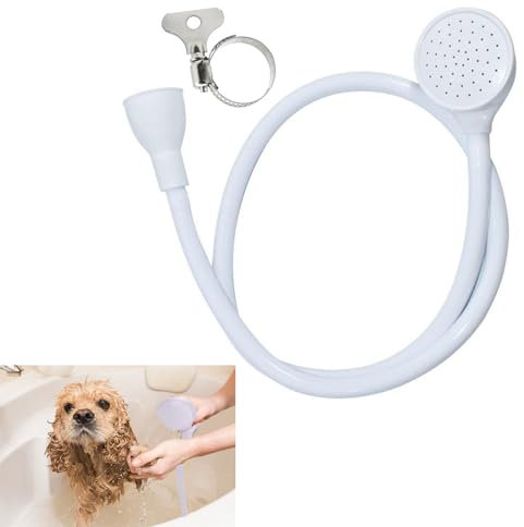 Manguera de fregadero portátil de 1 m, cabezal de ducha, manguera de goma, cabezal de ducha de mano para grifos de baño con abrazaderas de manguera de engranaje de acero inoxidable ajustables