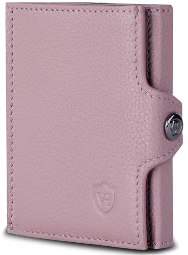 VON HEESEN Slim Wallet mit Münzfach & RFID-Schutz - Mini Geldbörse Herren & Damen - Kartenetui Kreditkartenetui - Portmonee Geldbeutel Portemonnaie klein Lavendel