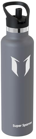Super Sparrow Botella Agua Acero Inoxidable - Botellas Termica 1000ml - Sin BPA - Termo Cantimplora con Pajita Vacío, para Deporte, Viaje, Escuela, Exterior, Oficina, Gimnasio