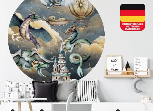 Osomhome Wandtattoo Kinderzimmer Mädchen & Junge: Drachen & Burg (280x170cm) | Kinderzimmer & Babyzimmer Deko | Wandsticker & Wanddeko Kinderzimmer | Wandaufkleber Kinderzimmer Wall Stickers os9451