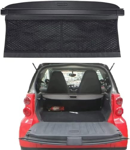 LUMZAG Auto Einziehbare Hintere Kofferraum Hutablage Für Smart 451 Fortwo 2007-2014, Kofferraum Trennwand Vorhang Schattenschutz PrivatsphäRe Vorhang