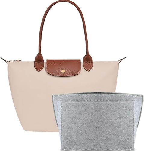 Umiup Pliage Organizer M, Organizer für Longchamp Tasche M für Longchamp Tasche mit Multifunktionalen Taschen Großes Fassungsvermögen, Handtaschen Inlet(Grau, Medium 26x13x20cm)