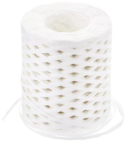 QUARKZMAN Cinta de Artesanía de Papel de Rafia 1/4 Pulgada 218 Yardas Cordel de Rafia para Envolver Navidad Regalos Manualidades DIY Blanco