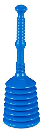 Relaxdays Stura Lavandini e Scarichi, Ventosa Sturalavandini, Pompa Manuale per Liberare Le Tubature, Plastica, Blu, 49 x 15,5 cm