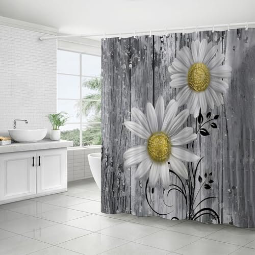 FAIRYGATE Extra Wide Shower Curtain Garden Shower Curtains 180 x 180 cm Sunflower Scenery Bathroom Curtain Mildew & Mould Resistant Polyester Fabric Bath Curtain with 12 Hooks B8717