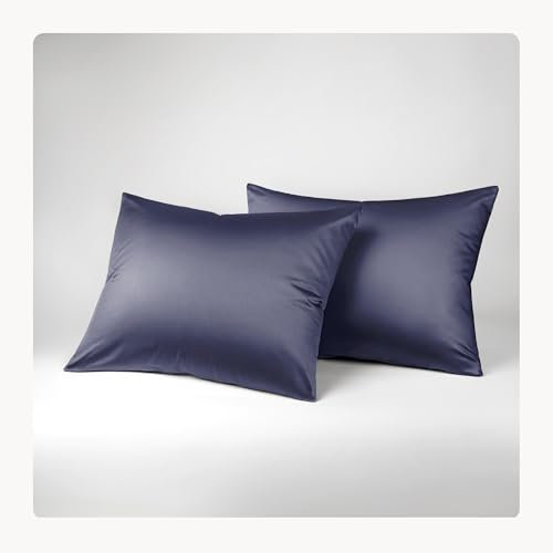 Seralino Lyocell Kissenbezug 40x80 Blau Dunkelblau (2er Set) | 100% Tencel Kopfkissenbezug 40x80 | hochwertige Kissenhülle| Reißverschluss | Oeko-Tex | Atmungsaktiv | Allergiker Kissenbezüge