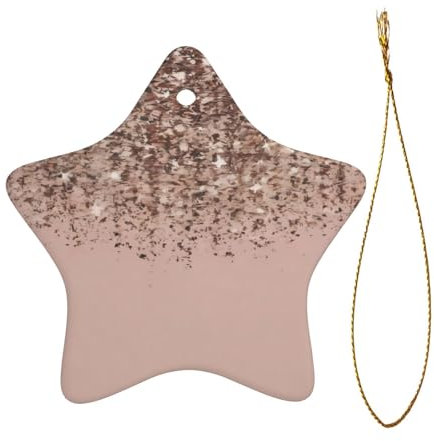 Ciondolo natalizio in oro rosa cipria, materiale ceramico, squisita forma a stella a cinque punte, ciondolo atmosfera, decorazione per albero di Natale