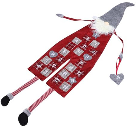 Ciieeo Countdown-kalender Weihnachtsmann Adventskalender 2020 Weihnachtswichtel Adventskalender Weihnachtsbaum Hängende Dekoration Weihnachten Hängender Adventskalender Rot Leinen-
