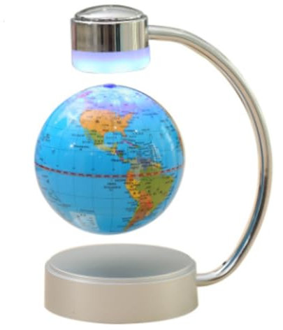 Magnetic Levitation Globe with LED Lights - Floating World Map Sphere for Office Desk Home Decor - Educational Geography Learning Tool for Kids Adults - Interactive Earth Model