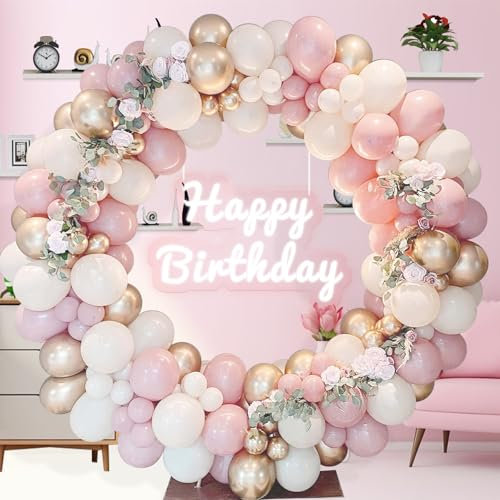 COLANANA Kit Arco di Palloncini, 108PCS Kit Ghirlanda di Palloncini,Rosa Oro Decorazioni di Compleanno per Adulti Bambini Compleanno, Baby Shower, Matrimonio, Anniversario, Festa di Carnevale