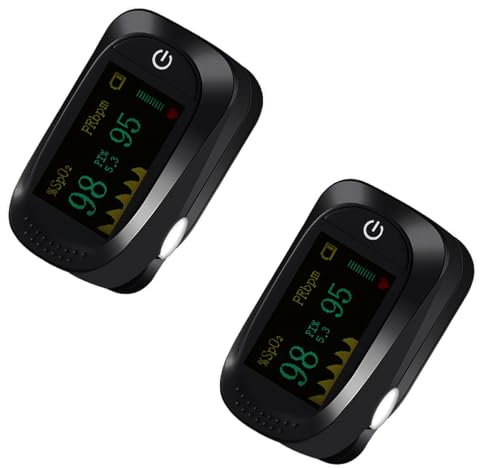 Pulsoximeter Oximeter,Sauerstoffsättigung Messgerät Finger,Pulsmesser für Kinder & Erwachsene,Messung der Sauerstoffsättigung (SpO2), OLED-Display,Geeignet für den Heimgebrauch (Schwarz, 2 Pack)