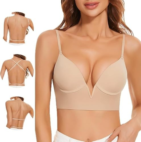 Uoolerp Reggiseno Schiena Scoperta Reggiseno Scollatura Profonda Reggiseno Schiena Nuda Donna Multifunzione Reggiseni Invisibile Senza Cuciture