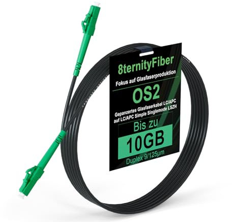 8ternityFiber OS2 Gepanzertes Glasfaserkabel LC/APC auf LC/APC 5 m/16 ft, LWL Kabel Simplex Singlemode 9/125 μm für Außeneinsatz, Längenoptionen: 1 m-50 m, OD: 3 mm LSZH Schwarz