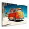 Kunstgestalten24 | VW Bulli Wandbild auf Leinwand – Vintage Bus am Strand – UV-beständig & auf Echtholz-Keilrahmen gespannt – modernes Retro-Motiv | 90x60cm, 2cm Rahmentiefe