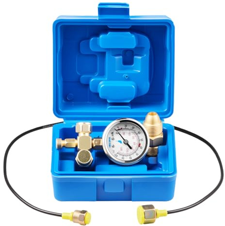 VEVOR Kit de Carga de Nitrógeno Hidráulico, 0–100 Bar, Sistema de Prueba de Presión con Manómetro, Manguera de Gas 90 cm, Cuerpo de Válvula y Adaptador CGA580 para Maquinaria de Construcción