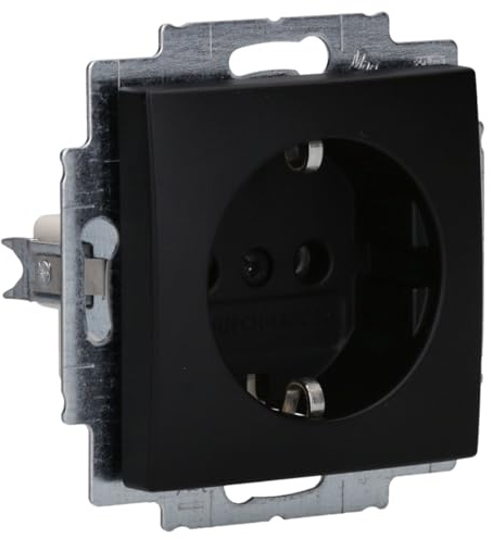 Busch-Jaeger 20 EUC-915 SCHUKO Steckdosen-Einsatz Busch-balance SI | Schwarz Matt 2CKA002011A6341