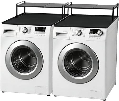 2 Pack Washer and Dryer Countertop with Retractable Shelf and Silicone Mat, Universal Front Load Washer and Dryer Countertop Set, Washer Dryer Shelf with Mat for Laundry Room Organization