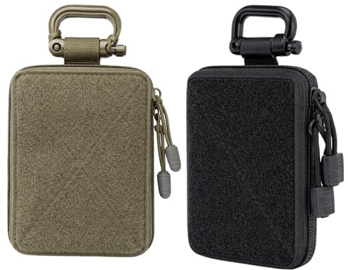 2 Stück Molle Tasche Klein, Polyester EDC Pouch, Mini Tasche Für Herren, Medizinische Aufbewahrungstasche für Sport Wandern Camping Outdoor-Aktivitäten(Black,Militärgrün)