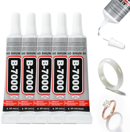 5 Pack B7000 Super Glue, Multifunctional Repair Glue Quick Drying, Precision Craft Glue for Rhinestones, Metal, Fabric, Multi-Purpose Adhesive Glue for Jewelry Making, DIY and Repair, 15ML