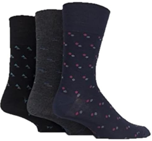 Gentle Grip Mens Striped Plain and Patterned Soft Breathable Bamboo Socks in Mulitpack of 3 Assorted Colours Sizes 6-11
