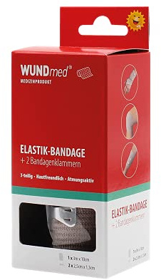 WUNDMed Elastik-Bandage zum Fixieren und Stützen mit Bandagenklammern, 3m x 10cm