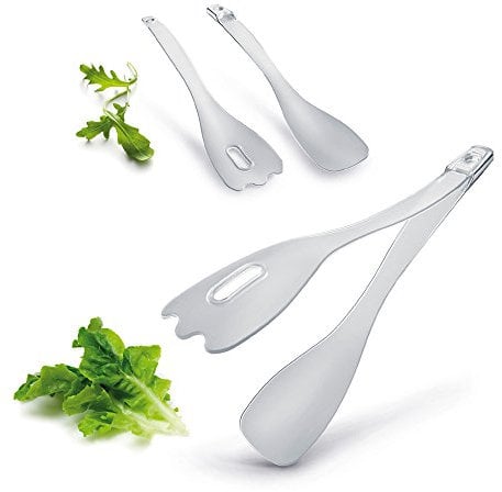 Metaltex 251334080 Tweengs Salatbesteck & Servierzange, Metall, durchsichtig