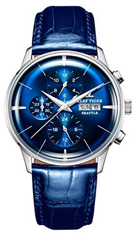 REEF TIGER Herren Uhr analog Automatik mit Leder Armband RGA1699-YLS