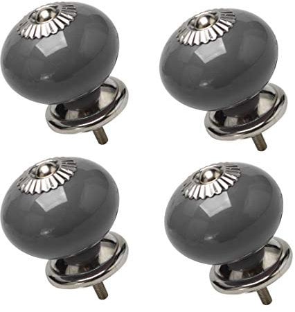 sourcing map 4pcs Ceramic Knobs Vintage Knob Drawer Round Pull Handle Furniture Drawer Cabinet Cupboard Wardrobe Dresser Decorative Grey