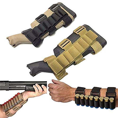 Gexgune Tactical Caccia 8 Colpi Proiettile Shell Holder Carrier Shooter ' s avambraccio Manica Mag Magazine Sacchetto Fondina (Khaki)