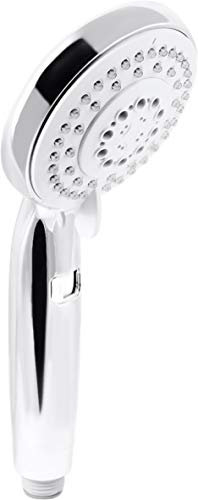 Cornat Handbrause Carballo - 100 mm Kopfdurchmesser - verchromt - 5 Strahlarten: Normal-, Soft und Massagestrahl - Wasserstop und Anti-Kalk / Wasserspareinsatz / Brausekopf / Duschbrause / ZYT330700