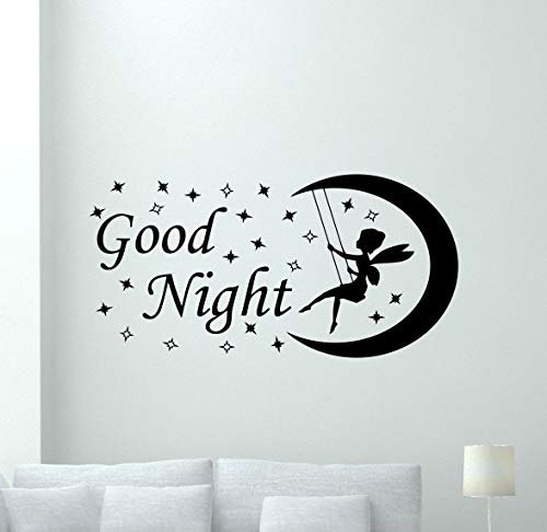 myrockshirt Fairy Wandtattoo Decal Moon Stars Good Night Nursery Vinyl Aufkleber Baby Dekor Wandtattoo,Frei Farbwahl, Autoaufkleber,Lack,Scheibe, UV&Waschanlagenfest, Profi-Qualität