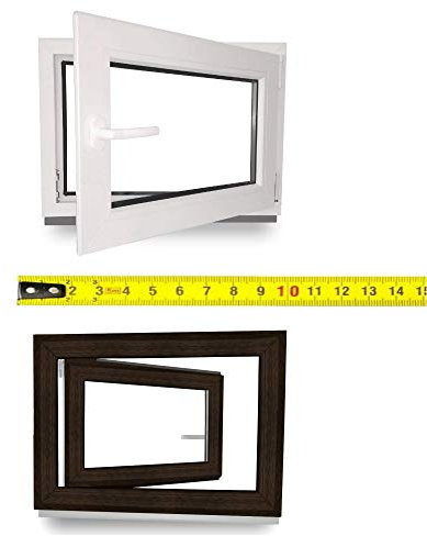 Kellerfenster nach Maß - Kunststofffenster - Fenster - Sondermaße - innen weiß/außen dark oak - DIN Rechts - 3-fach - Verglasung - 0,4m² - 60 mm Profil