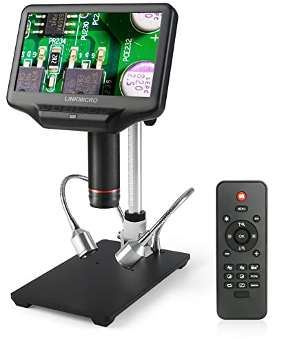 HDMI-Digitalmikroskop LINKMICRO 7-Zoll-LCD-Digitalmikroskop für Erwachsene 270X-Lötmikroskop mit Bildschirm 1080P Foto- und Video-PCB-Reparatur Münzsammlung