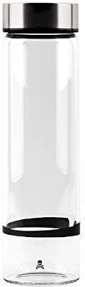 Botella de agua en borosilicato tapón de rosca 600ml negro/transparente Scalpers Home