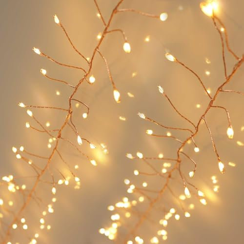 Qbis Premium 240 Cluster Lights on Copper Wire. Warm White Cluster Christmas Lights. LED Cluster Fairy Lights Plug in String Lights. (240 LED Warm White (Copper Wire))