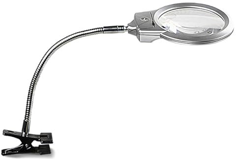 Meichoon Magnifying Lamp With Light,Clamp Magnifier,Clip-on Table Bright LED Lighted Magnifying Glasses,for Reading Diamond Painting Cross Stitch