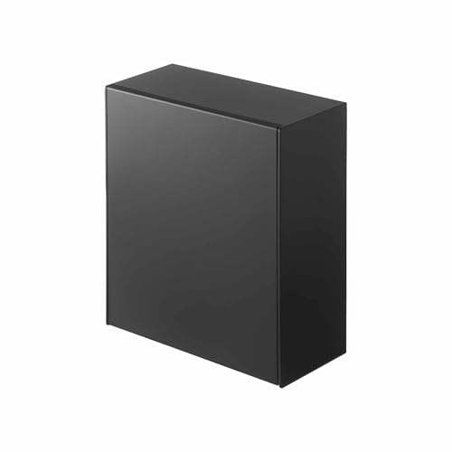 YAMAZAKI Tower Film Hook Selbstklebende Aufbewahrungsbox, schwarz | ABS-Harz, Freistehend oder Wandmontage ohne Bohren, Auch als Kosmetikeimer, 8.7-16 x 17 x 20 cm, Japanisches Design