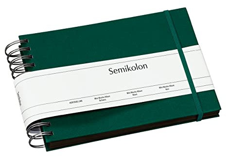 Semikolon 364017 Spiral Album Mini Mucho - 25x16 cm - Fotoalbum, 90 Seiten schwarz, Fotobuch, forest grün