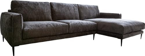 DELIFE Eckcouch Sottil Chenille Anthrazit 290 x 165 cm Recamiere rechts