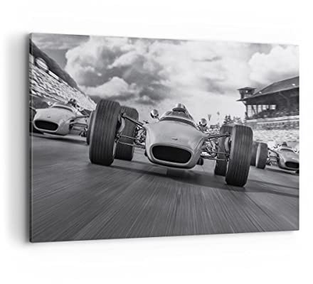Bilder auf Leinwand 120x80cm Wandbild Schwarz-Weiß Autos - 4127