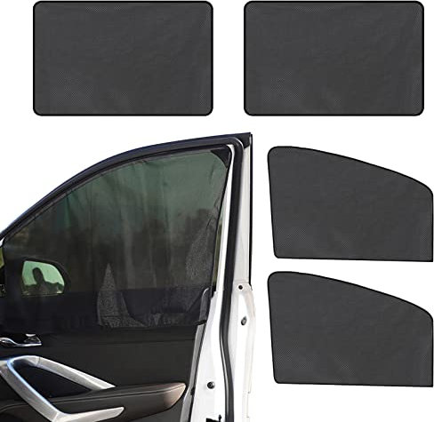 4 Piezas Parasol de Coche,Protector Sol Coche,Parasoles Magnético para Ventana Lateral del Coche,Cortina Mosquitera para Coche,para Contra Rayos UV Privacidad Protección,Asientos Delanteros y Trasero