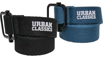 Urban Classics Unisex Industrial Canvas Belt Kids 2-Pack black/green, one size