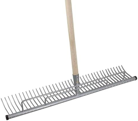 Rasenrechen 70 cm mit 140 cm Holzstiel Gartenrechen & Laubrechen | Bügelrechen aus Stahl mit 11 cm Zinkenlänge - Massive Gartenharke zum Planieren und Entfernen von Moos & Grasschnitt