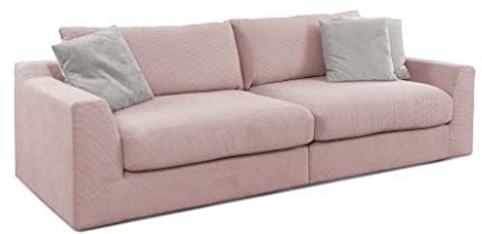 CAVADORE Big Sofa Fiona / Megasofa in Cord mit tiefen Sitzflächen und weicher Polsterung / Cordsofa / 276 x 90 x 109 / Cordstoff Altrosa