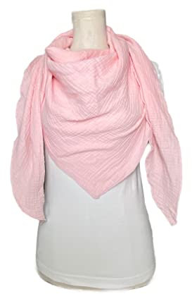 Musselintuch Schal Dreieckstuch Soft rosa Halstuch Damen XXL Uni Wickelschal Stola Tuch Handmade Schal einlagig