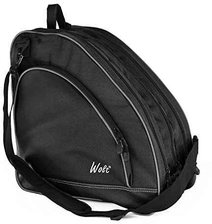WOLT Schlittschuhtasche – Rollschuh-Tasche, Inline-Skate-Tasche mit verstellbarem Schultergurt, für Jugendliche und Erwachsene, Schwarz
